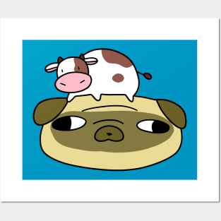 Pug Face and Mini Cow Posters and Art
